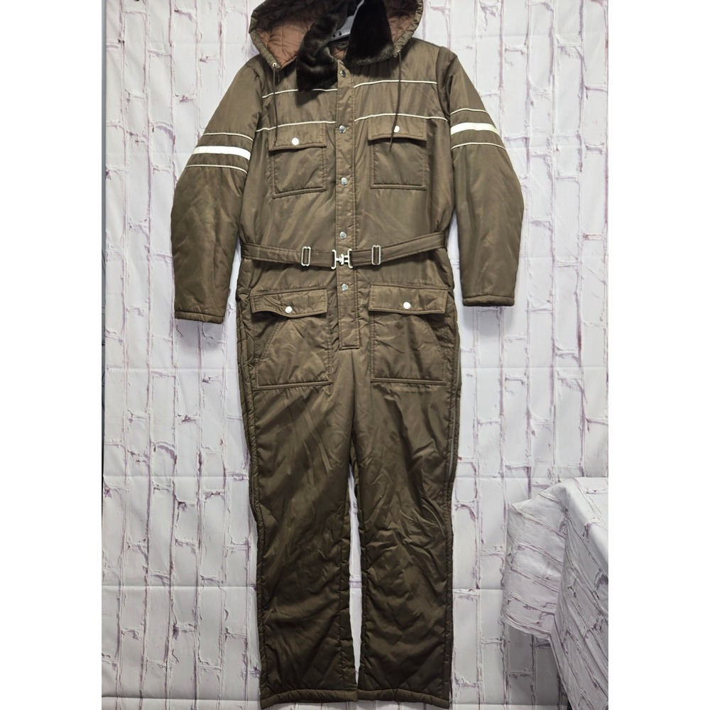 Vintage 70s Sears Work Leisure Snow Ski Snowmobile Suit Quilted Insulated Men 40